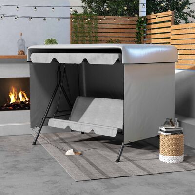 BEAOK Telo Copertura Per Mobili Da Giardino In Polietilene Grigio 215x155x150 Cm, Impermeabile Con Zip E Fissaggio Antivento BEAOK Telo Copertura Per Mobili Da Giardino In Polietilene Grigio 215x155x150 Cm, Impermeabile Con Zip E Fissaggio Antivento