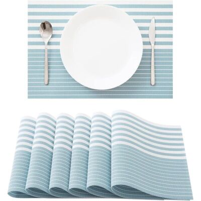 OEM Set Di 6 Tovagliette In Pvc Lavabili, Blu, Antiscivolo, Resistenti All'usura E Al Calore, Facili Da Pulire E Riporre, 45 Cm X 30 Cm OEM Set Di 6 Tovagliette In Pvc Lavabili, Blu, Antiscivolo, Resistenti All'usura E Al Calore, Facili Da Pulire E Riporre, 45 Cm X 30 Cm