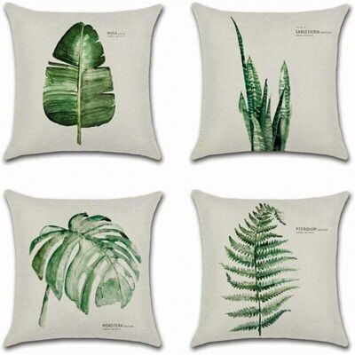 XISRENS Set Di 4 Federe Per Cuscini 45x45 Cm In Cotone E Lino, Decorative Per Auto, Divano E Arredamento Casa (semplice Foglia Verde) XISRENS Set Di 4 Federe Per Cuscini 45x45 Cm In Cotone E Lino, Decorative Per Auto, Divano E Arredamento Casa (semplice Foglia Verde)