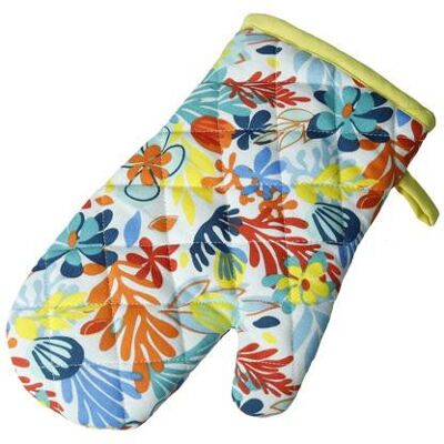 BRANDANI Guanto Forno Cotone Floreale Bordino Giallo Tahiti BRANDANI Guanto Forno Cotone Floreale Bordino Giallo Tahiti