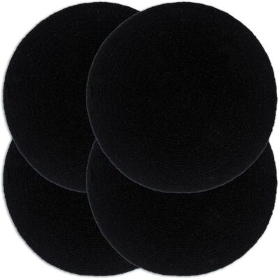 Set di 4 tovagliette in cotone nero vidaXL - 38 cm, rotonde Set di 4 tovagliette in cotone nero vidaXL - 38 cm, rotonde