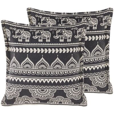 Beliani Set di 2 Cuscini - Cotone, Bianco & Nero, 45x45cm Beliani Set di 2 Cuscini - Cotone, Bianco & Nero, 45x45cm