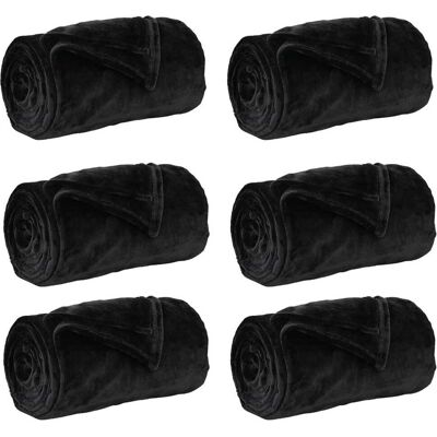 VIDAXL Coperte Da Pile 6 Pcs Nero 130 X 150 Cm Panno VIDAXL Coperte Da Pile 6 Pcs Nero 130 X 150 Cm Panno