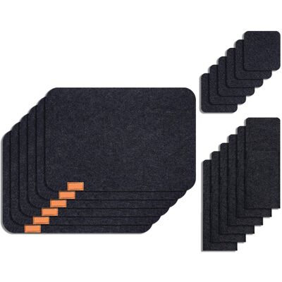 OEM Set Di 6 Tovagliette In Feltro Resistente - Grigio Scuro OEM Set Di 6 Tovagliette In Feltro Resistente - Grigio Scuro