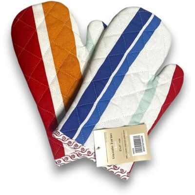 BRANDANI Guanto Da Cucina In Cotone Con Fantasia Oceano Oceano Righe Bordino Onde BRANDANI Guanto Da Cucina In Cotone Con Fantasia Oceano Oceano Righe Bordino Onde