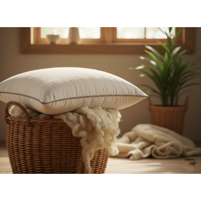 CADORM Cuscino In Lana Reffino Cheviot Naturale Fodera In Cotone Damascato CADORM Cuscino In Lana Reffino Cheviot Naturale Fodera In Cotone Damascato
