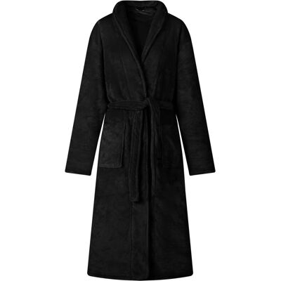 VIDAXL Accappatoio Senza Cappuccio Nero L Flanella VIDAXL Accappatoio Senza Cappuccio Nero L Flanella