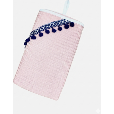 OEM Accappatoio 100x100 Collezione Boho Blu Navy Pompon Rosa Cipria OEM Accappatoio 100x100 Collezione Boho Blu Navy Pompon Rosa Cipria
