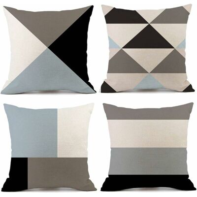 DPZO Set Di 4 Federe Per Cuscini In Lino Colorate E Geometriche, Federe Quadrate Decorative Per Divano E Camera Da Letto, 45 X 45 Cm DPZO Set Di 4 Federe Per Cuscini In Lino Colorate E Geometriche, Federe Quadrate Decorative Per Divano E Camera Da Letto, 45 X 45 Cm
