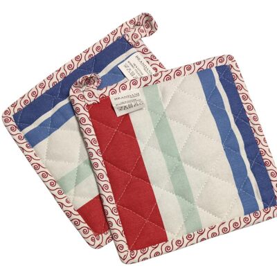 BRANDANI Presine Quadrate Cotone Onde E Righe Oceano Set 2 Pz BRANDANI Presine Quadrate Cotone Onde E Righe Oceano Set 2 Pz