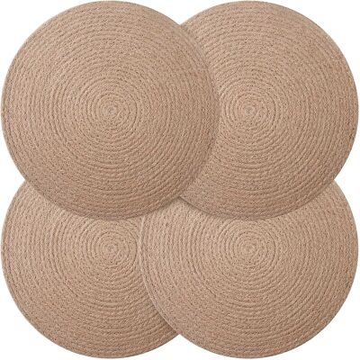 VIDAXL Sottobicchieri In Juta 4 Pz Naturale 100% Juta Tossa VIDAXL Sottobicchieri In Juta 4 Pz Naturale 100% Juta Tossa