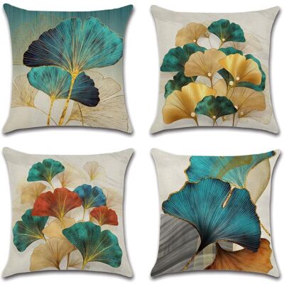 OEM Federe In Lino 40x40 Cm – Set Di 4 Con Motivo A Foglie Di Ginkgo Dorate Su Sfondo Verde Acqua, Elegante E Naturale Stile Scandinavo. OEM Federe In Lino 40x40 Cm – Set Di 4 Con Motivo A Foglie Di Ginkgo Dorate Su Sfondo Verde Acqua, Elegante E Naturale Stile Scandinavo.