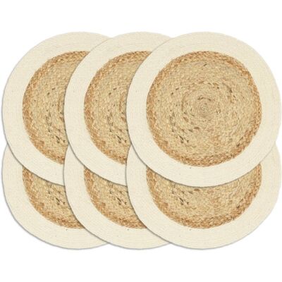 VIDAXL Tovagliette 6 Pz Naturale Neutro 38 Cm Rotonde In Juta E Cotone - VIDAXL Tovagliette 6 Pz Naturale Neutro 38 Cm Rotonde In Juta E Cotone -