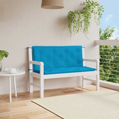VIDAXL Cuscino Per Panca Azzurro 120x(50+50)x7 Cm In Tessuto VIDAXL Cuscino Per Panca Azzurro 120x(50+50)x7 Cm In Tessuto