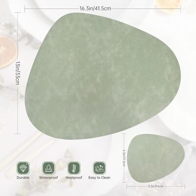 OEM Set Di 6 Tovagliette E Sottobicchieri, Tovagliette Rotonde In Similpelle Pu, Impermeabili Su Entrambi I Lati, Lavabili, Antiscivolo E Resistenti Al Calore (verde, Bianco E Avorio). OEM Set Di 6 Tovagliette E Sottobicchieri, Tovagliette Rotonde In Similpelle Pu, Impermeabili Su Entrambi I Lati, Lavabili, Antiscivolo E Resistenti Al Calore (verde, Bianco E Avorio).