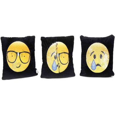 VETRINEINRETE - Cuscino Emoticon Smile Con Pailette Reversibile Che Cambia Espressione Double Face Idea Regalo VETRINEINRETE - Cuscino Emoticon Smile Con Pailette Reversibile Che Cambia Espressione Double Face Idea Regalo