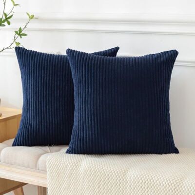 XISRENS Set Di 2 Fodere Decorative In Velluto A Coste Per Cuscini Da Divano/soggiorno, 45 X 45 Cm, Blu Navy XISRENS Set Di 2 Fodere Decorative In Velluto A Coste Per Cuscini Da Divano/soggiorno, 45 X 45 Cm, Blu Navy