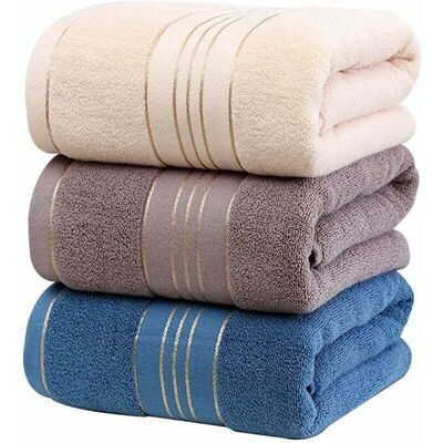 DPZO 3 Teli/steli Da Bagno In 100% Cotone, Di Grandi Dimensioni, Morbidi, Lussuosi E Altamente Assorbenti, Ideali Per Sauna, Doccia, Piscina, Bagno, Hotel E Viaggi (70 X 140 Cm, Blu + Grigio + Beige) DPZO 3 Teli/steli Da Bagno In 100% Cotone, Di Grandi Dimensioni, Morbidi, Lussuosi E Altamente Assorbenti, Ideali Per Sauna, Doccia, Piscina, Bagno, Hotel E Viaggi (70 X 140 Cm, Blu + Grigio + Beige)