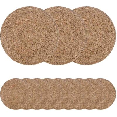 VIDAXL Tovagliette In Erba Di Mare 12 Pz Naturale 100% Erba Marina VIDAXL Tovagliette In Erba Di Mare 12 Pz Naturale 100% Erba Marina