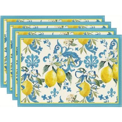 XISRENS Set Di 4 Tovagliette Con Motivo Limoni, 30 X 45 Cm, Lavabili, Tovagliette Estive Con Limoni, Decorazione Blu, Tovagliette Con Limoni Per Tavolo Da Pranzo, Vacanze, Feste XISRENS Set Di 4 Tovagliette Con Motivo Limoni, 30 X 45 Cm, Lavabili, Tovagliette Estive Con Limoni, Decorazione Blu, Tovagliette Con Limoni Per Tavolo Da Pranzo, Vacanze, Feste