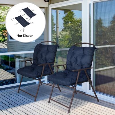 KELLANY Set Di 2 Cuscini, 98 X 50 Cm Cuscini Per Sedie Con Lacci, Copertura In Tessuto, Spessore Di 8 Cm Blu Scuro KELLANY Set Di 2 Cuscini, 98 X 50 Cm Cuscini Per Sedie Con Lacci, Copertura In Tessuto, Spessore Di 8 Cm Blu Scuro