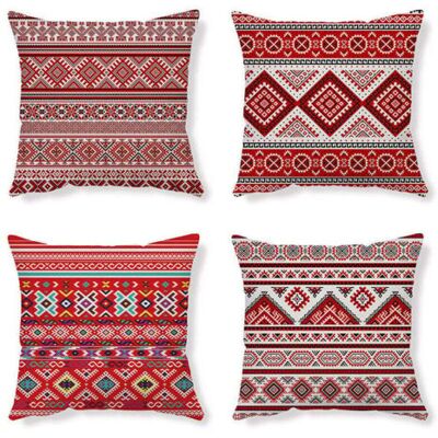 FOCTRO Federe Per Cuscini, Fodera Per Cuscini, Cuscini Etnici, Fodera Per Cuscini Rossa, Fodera Per Cuscini Astratta, Fodera Per Cuscini Di Lino, Cuscino Geometrico, Fodera Per Cuscini 45 X 45 Cm, Set Di 4 P FOCTRO Federe Per Cuscini, Fodera Per Cuscini, Cuscini Etnici, Fodera Per Cuscini Rossa, Fodera Per Cuscini Astratta, Fodera Per Cuscini Di Lino, Cuscino Geometrico, Fodera Per Cuscini 45 X 45 Cm, Set Di 4 P