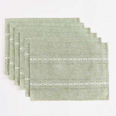 DPZO Tovagliette In Cotone E Lino, 30 X 45 Cm, Set Da 6, Stile Rustico Con Bordi Orlati, Resistenti Al Calore, Verde Salvia. DPZO Tovagliette In Cotone E Lino, 30 X 45 Cm, Set Da 6, Stile Rustico Con Bordi Orlati, Resistenti Al Calore, Verde Salvia.