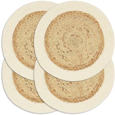vidaXL Tovagliette 4 pz Naturale 38 cm Rotonde Juta Cotone vidaXL Tovagliette 4 pz Naturale 38 cm Rotonde Juta Cotone