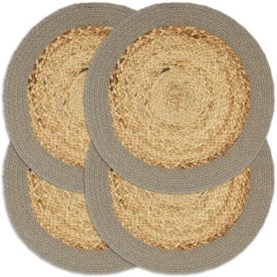 vidaXL Tovagliette 4 pz Naturale Grigio 38cm Juta Cotone vidaXL Tovagliette 4 pz Naturale Grigio 38cm Juta Cotone