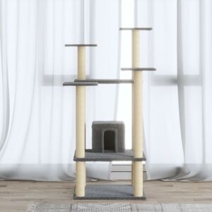 Albero per Gatti con Pali in Sisal - 110cm Torre da Interno Albero per Gatti con Pali in Sisal - 110cm Torre da Interno
