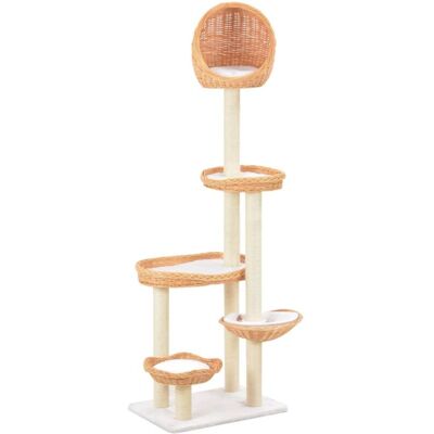 VIDAXL - Albero Per Gatti Con Tiragraffi In Legno Di Salice Naturale VIDAXL - Albero Per Gatti Con Tiragraffi In Legno Di Salice Naturale