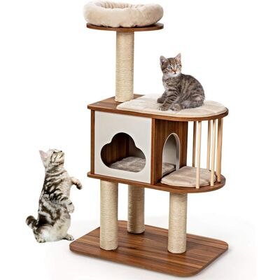 COSTWAY Tiragraffi Per Gatti Adulti, Tiragraffi Per Gatti Con Cuccia, Piattaforma, Cuscini E Tiragraffi, Albero Tiragraffi Per Gatti Grandi Alto In Legno, 68 X 48 X 117 Cm, Marrone COSTWAY Tiragraffi Per Gatti Adulti, Tiragraffi Per Gatti Con Cuccia, Piattaforma, Cuscini E Tiragraffi, Albero Tiragraffi Per Gatti Grandi Alto In Legno, 68 X 48 X 117 Cm, Marrone