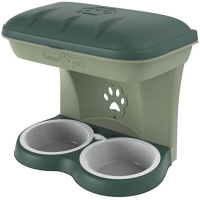 Bama Ciotola Doppia Per Cani Sospesa Con Scomparto Food Stand Maxi Verde - 19046 Bama Ciotola Doppia Per Cani Sospesa Con Scomparto Food Stand Maxi Verde - 19046