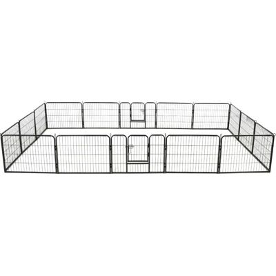 VIDAXL - Box Per Cani Con 16 Pannelli In Acciaio 60x80 Cm Nero VIDAXL - Box Per Cani Con 16 Pannelli In Acciaio 60x80 Cm Nero