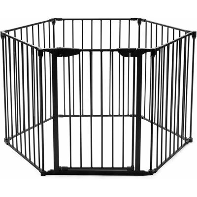 COSTWAY - Cancelletto Pieghevole In Ferro Per Camino E Scale, Cancello Con 6 Pannelli Per Bambini, Cani E Gatti, Barriera Protettiva Da Interno Ed Esterno, 2 Colori Disponibili, 380 X 74,5cm (nero) COSTWAY - Cancelletto Pieghevole In Ferro Per Camino E Scale, Cancello Con 6 Pannelli Per Bambini, Cani E Gatti, Barriera Protettiva Da Interno Ed Esterno, 2 Colori Disponibili, 380 X 74,5cm (nero)
