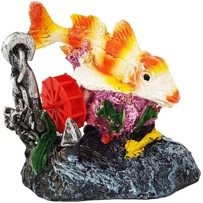 TRADE SHOP TRAESIO - Carpa Con Mulino Ornamento Per Acquario Ancora Roccia 10.5x12x8.5 Cm Decorazioni - TRADE SHOP TRAESIO - Carpa Con Mulino Ornamento Per Acquario Ancora Roccia 10.5x12x8.5 Cm Decorazioni -