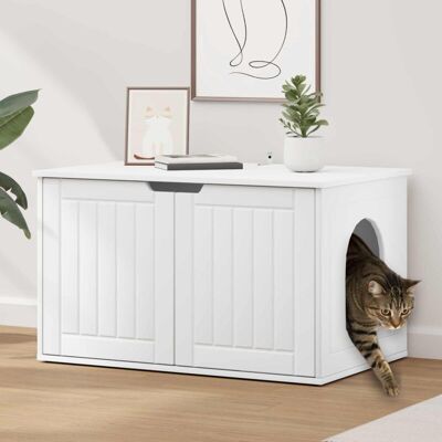 VIDAXL Casa Per Gatti Bianco 85 X 55 X 50,5 Cm Legno Multistrato VIDAXL Casa Per Gatti Bianco 85 X 55 X 50,5 Cm Legno Multistrato