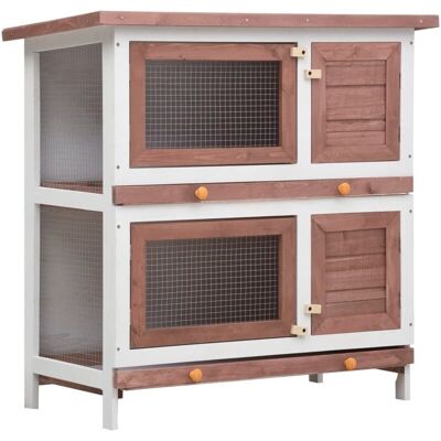 VIDAXL Conigliera Per Esterni Con 4 Porte Marrone In Legno - VIDAXL Conigliera Per Esterni Con 4 Porte Marrone In Legno -