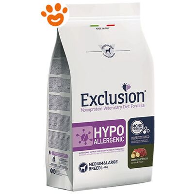 EXCLUSION Dog Hypoallergenic Adult Medium Large Breed Cavallo E Patate Dog Hypoallergenic Adult Medium Large Breed Cavallo E Patate - Sacco Da 2 Kg - EXCLUSION Dog Hypoallergenic Adult Medium Large Breed Cavallo E Patate Dog Hypoallergenic Adult Medium Large Breed Cavallo E Patate - Sacco Da 2 Kg -