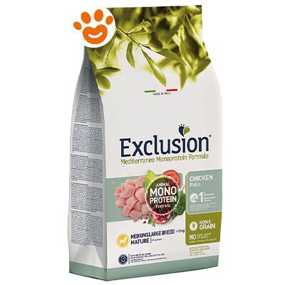 EXCLUSION Dog Mediterraneo Monoproteico Noble Grain Mature Medium Large Breed Pollo Dog Mediterraneo Monoproteico Noble Grain Mature Medium Large Breed Pollo - Sacco Da 12 Kg - EXCLUSION Dog Mediterraneo Monoproteico Noble Grain Mature Medium Large Breed Pollo Dog Mediterraneo Monoproteico Noble Grain Mature Medium Large Breed Pollo - Sacco Da 12 Kg -