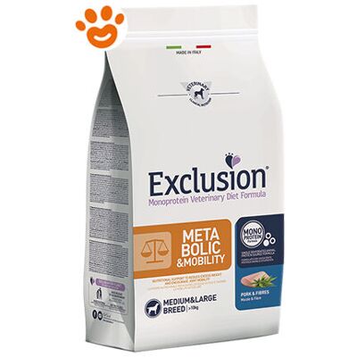 EXCLUSION Dog Metabolic & Mobility Adult Medium Large Breed Maiale E Fibre - Dog Metabolic & Mobility Adult Medium Large Breed Maiale E Fibre - Sacco Da 12 Kg EXCLUSION Dog Metabolic & Mobility Adult Medium Large Breed Maiale E Fibre - Dog Metabolic & Mobility Adult Medium Large Breed Maiale E Fibre - Sacco Da 12 Kg