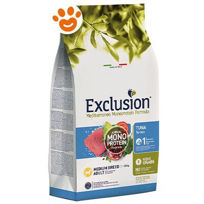 EXCLUSION - Dog Mediterraneo Monoproteico Noble Grain Adult Medium Breed Tonno Dog Mediterraneo Monoproteico Noble Grain Adult Medium Breed Tonno - Sacco Da 3 Kg EXCLUSION - Dog Mediterraneo Monoproteico Noble Grain Adult Medium Breed Tonno Dog Mediterraneo Monoproteico Noble Grain Adult Medium Breed Tonno - Sacco Da 3 Kg
