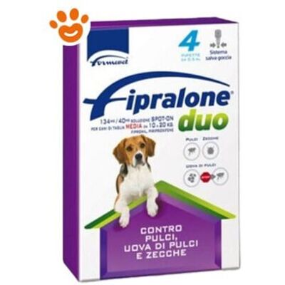 Formevet Fipralone Duo Spot-On per Cani - 4 Pipette – Medio 10-20kg Formevet Fipralone Duo Spot-On per Cani - 4 Pipette – Medio 10-20kg