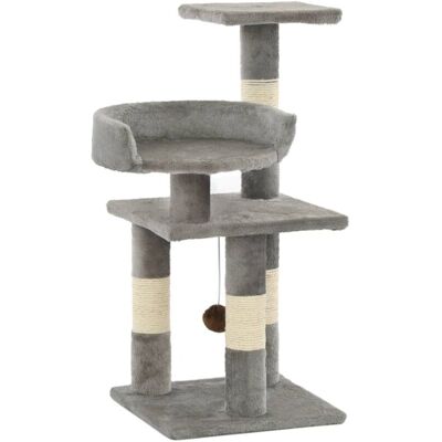 Helloshop26 Albero per Gatti Grigio con Nicchia in Sisal - 65cm Helloshop26 Albero per Gatti Grigio con Nicchia in Sisal - 65cm