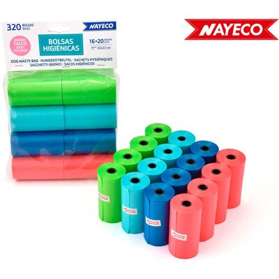 NAYECO Sacchetti Igienici Profumati Al Talco 16 Rotoli Da 20 Sacchetti NAYECO Sacchetti Igienici Profumati Al Talco 16 Rotoli Da 20 Sacchetti