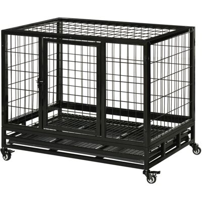 PawHut Gabbia Box Per Cani Cuccioli Da Interno Esterno Con Rotelle - PawHut Gabbia Box Per Cani Cuccioli Da Interno Esterno Con Rotelle -