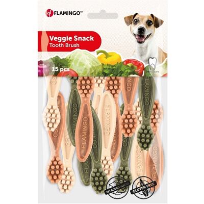 FLAMINGO Snack Dentali Fenicotteri Verdure Spazzole Da Denti 7,5 Cm - 15 Unitмк FLAMINGO Snack Dentali Fenicotteri Verdure Spazzole Da Denti 7,5 Cm - 15 Unitмк