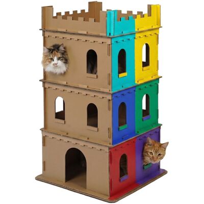 RELAXDAYS Katzenburg, 3 Piani, Castello Per Gatti, Casetta Colorabile A Incastro, 107,5x62x62 Cm, Cartone Marrone RELAXDAYS Katzenburg, 3 Piani, Castello Per Gatti, Casetta Colorabile A Incastro, 107,5x62x62 Cm, Cartone Marrone