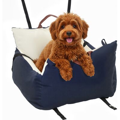 TORMATOR Seggiolino Auto Per Cani Con Cintura Di Sicurezza E Attacco, Seggiolino Imbottito Per Cani, 49x53x36 Cm, Blu Navy TORMATOR Seggiolino Auto Per Cani Con Cintura Di Sicurezza E Attacco, Seggiolino Imbottito Per Cani, 49x53x36 Cm, Blu Navy
