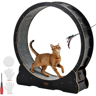 VEVOR Ruota Per Esercizi Per Gatti, Ruota Per Correre In Legno Da 120 Cm Per Gattini Da Interno Fino A 12,7 Kg, Con Pista In Moquette E Meccanismo Di Bloccaggio, Per Animali Domestici, Fitness Nero VEVOR Ruota Per Esercizi Per Gatti, Ruota Per Correre In Legno Da 120 Cm Per Gattini Da Interno Fino A 12,7 Kg, Con Pista In Moquette E Meccanismo Di Bloccaggio, Per Animali Domestici, Fitness Nero